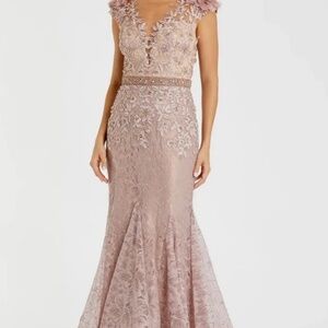 Mac Duggal - Embroidered Illusion Appliqued Bodice Trumpet Gown